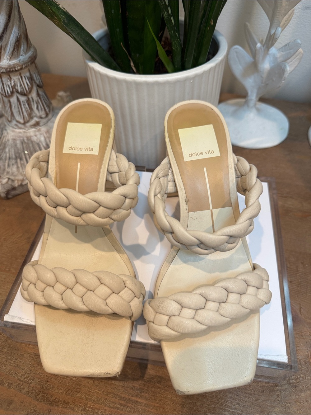 Dolce Vita Braided Double-Strap Slide Sandals in Cream